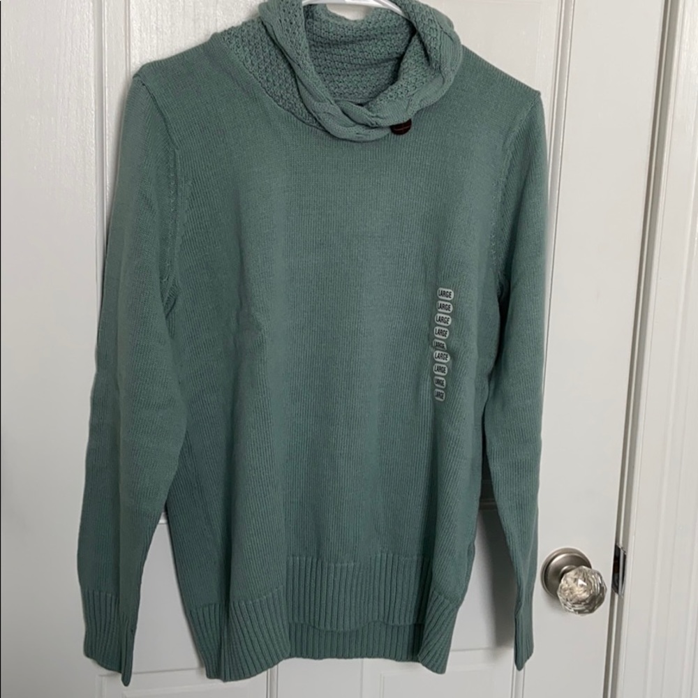 Vintage Jeanne Pierre Seafoam Cowl Neck Sweater - Picture 10 of 13